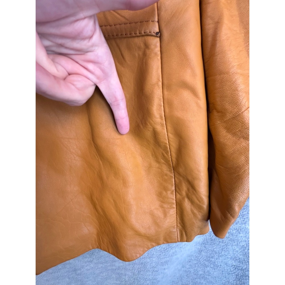 Vintage 70s Leather Jacket Womens S Driving‎ Western Yellow *Read - Picture 3 of 16